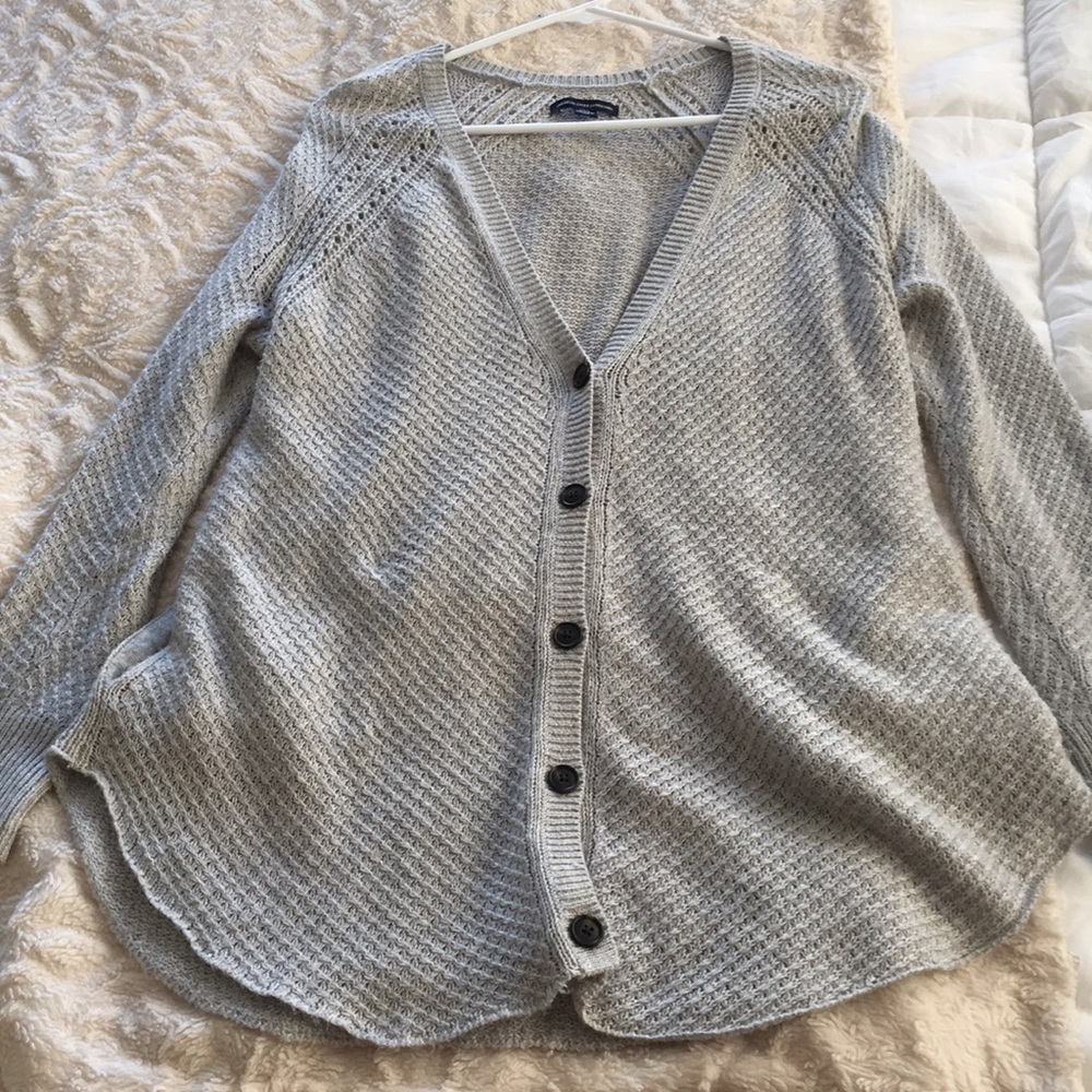Ae waffle knit shirt tale cardigan